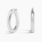 14K White Gold Perfect Sleek Hoops