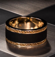 Obsidian Filigree Cera Stone Band