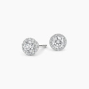 18K White Gold Round Halo Stud Earring