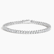 18K White Gold Angled Marquise Tennis Bracelet