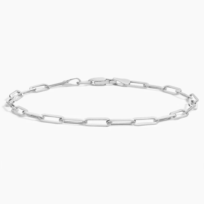 14K White Gold Paperclip Chain