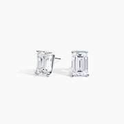 18K White Gold Emerald-Cut Solitaire Studs