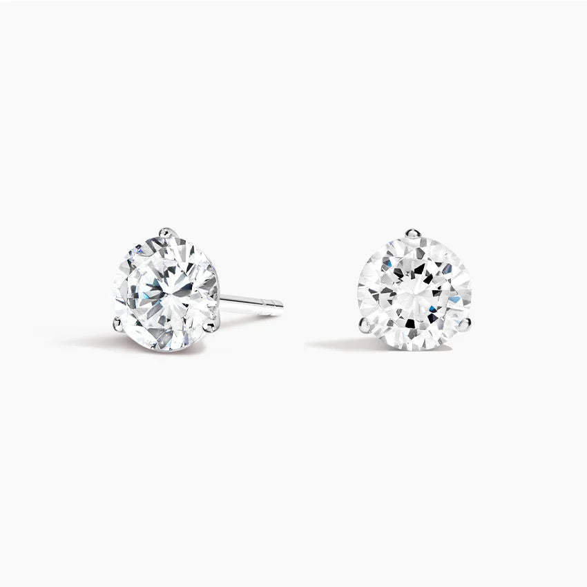 18K White Gold Martini Solitaire Studs