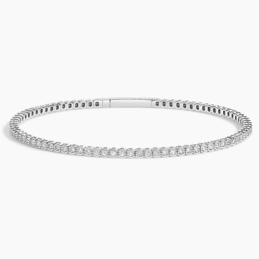 18K Gold Semi-Bezel Solitaire Bangle