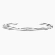 14K White Gold Diamond Twist Bangle
