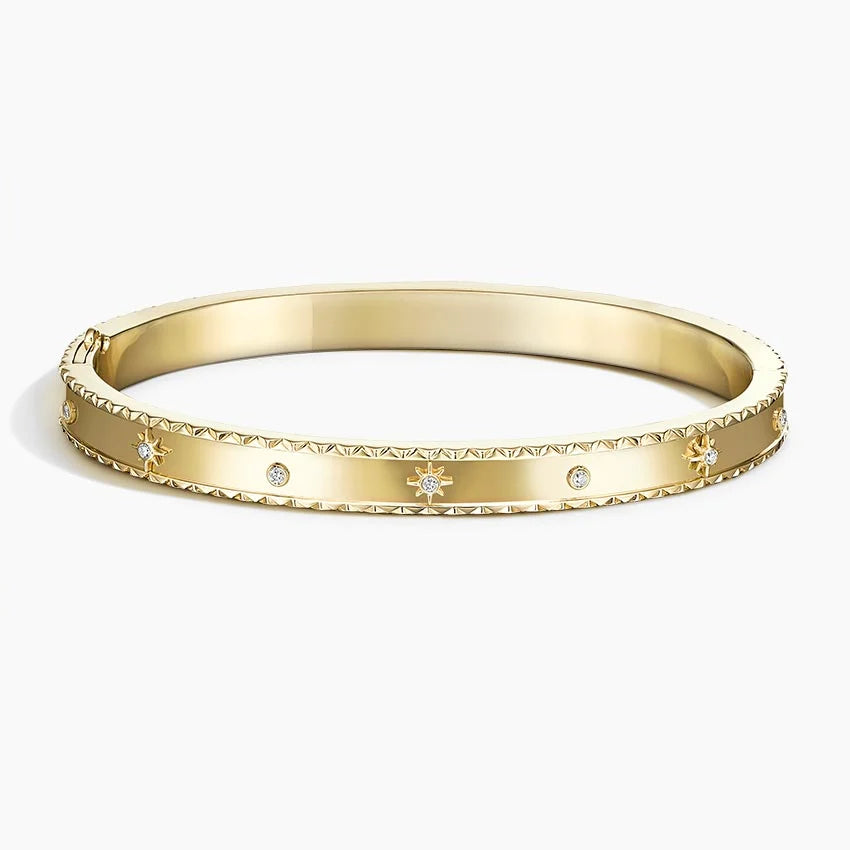 14K Yellow Gold Celestial Diamond Bangle