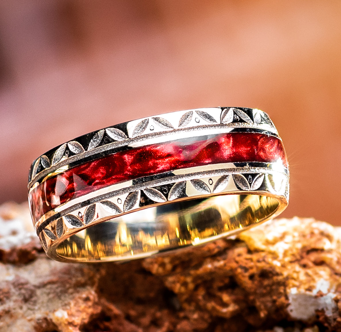 Crimson Laurel Cera Stone Band