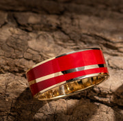 Crimson Double Line Cera Stone Band
