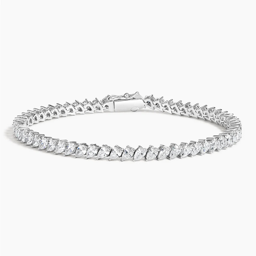 18K White Gold Angled Marquise Tennis Bracelet
