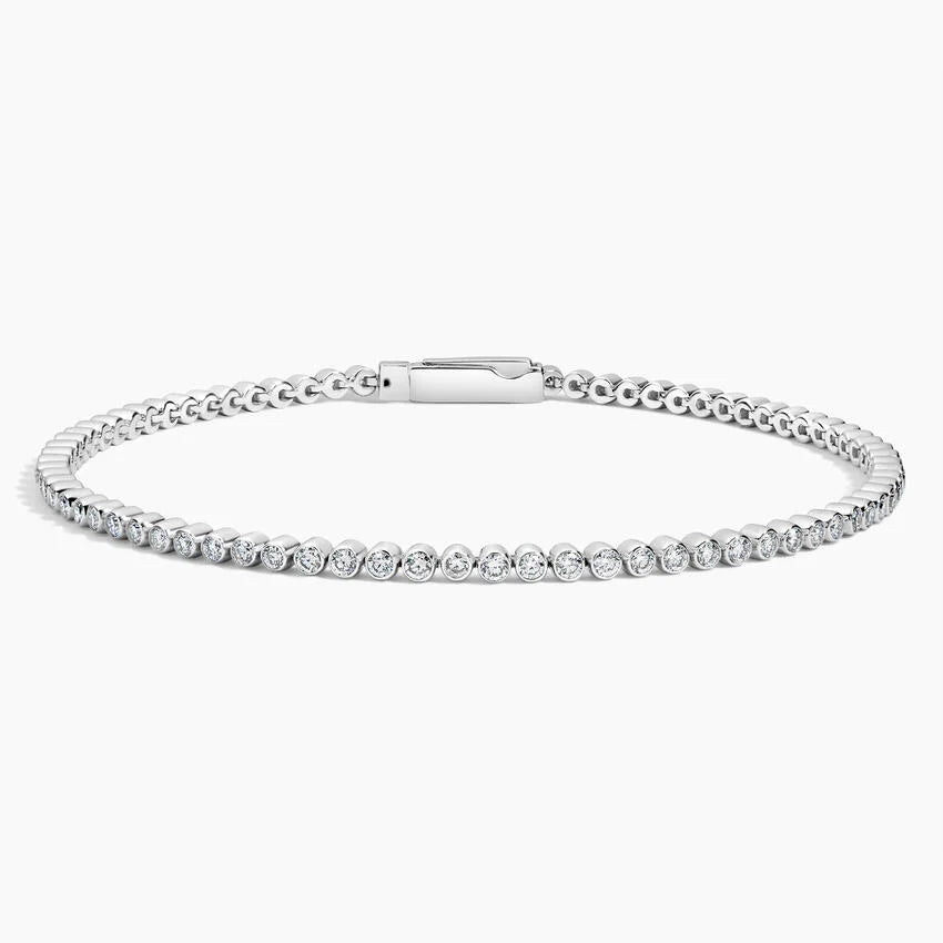 18K White Gold Bezel-Set Tennis Bracelet