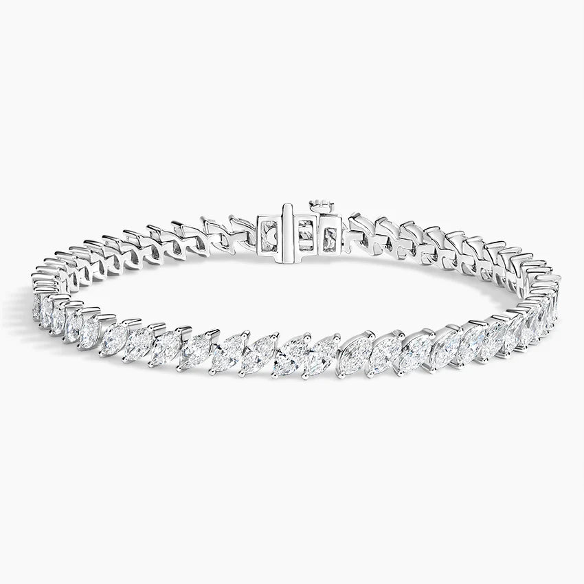 18K White Gold Marquise Tennis Bracelet