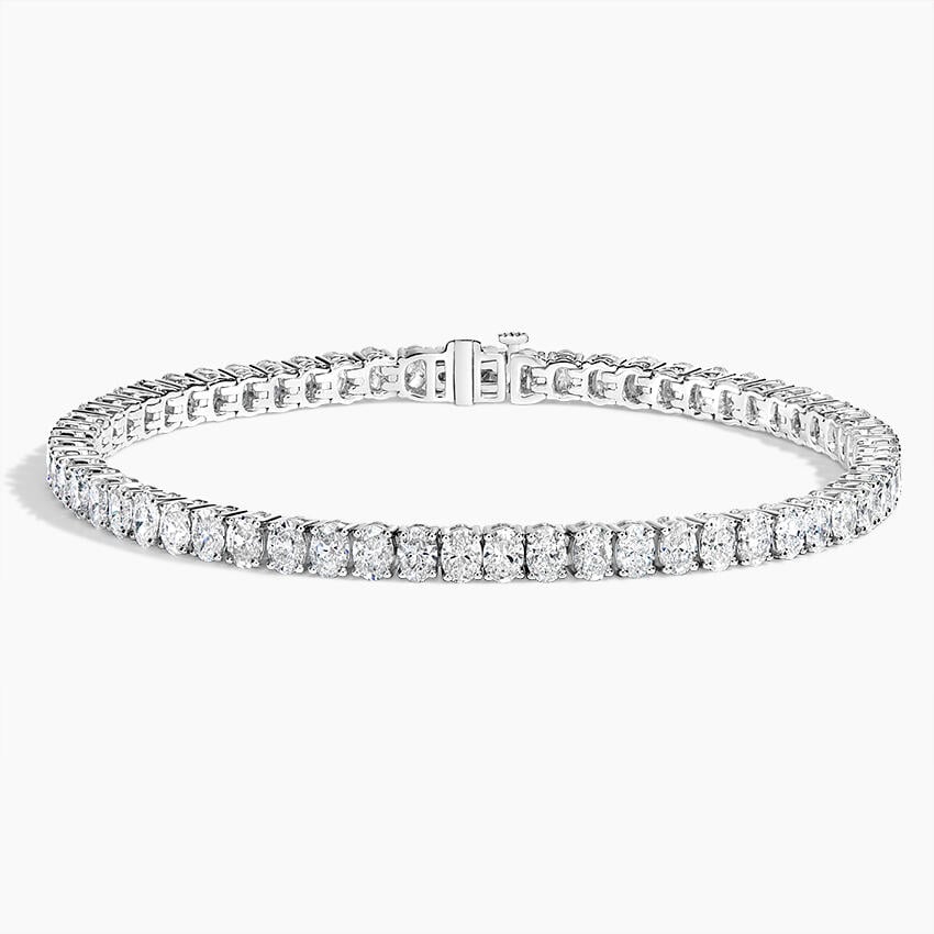 18K White Gold Oval-Cut Tennis Bracelet